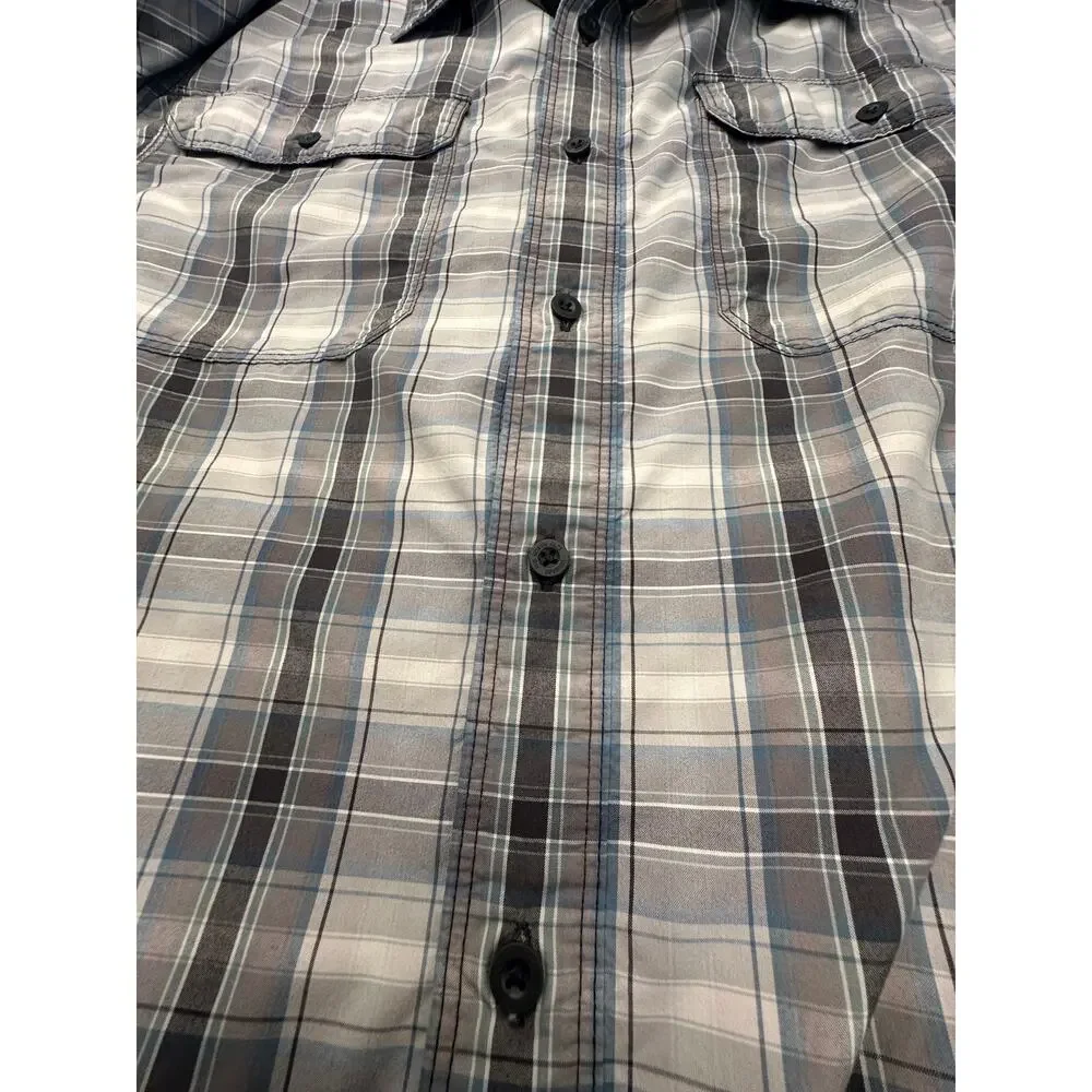 The North Face Plaid Short Sleeve Button Shirt XL Gray